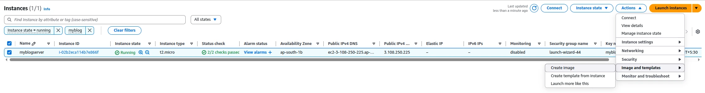 Creating EC2 AMIs and Launching from Backups